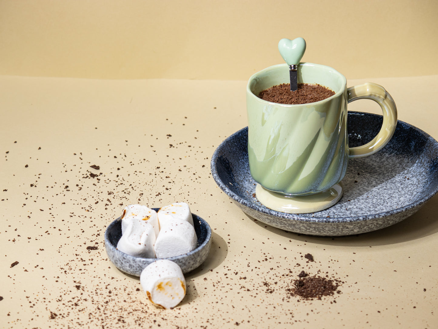 Valentines Day Cup with Heart Shaped Spoon - 400 ml - Kaanch