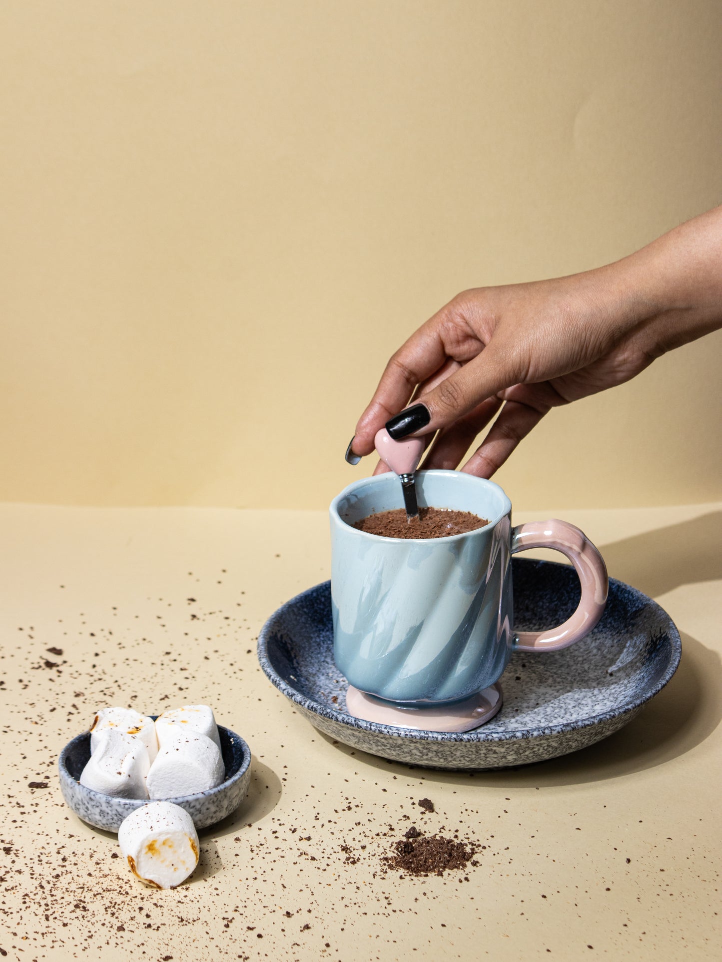 Valentines Day Cup with Heart Shaped Spoon - 400 ml - Kaanch