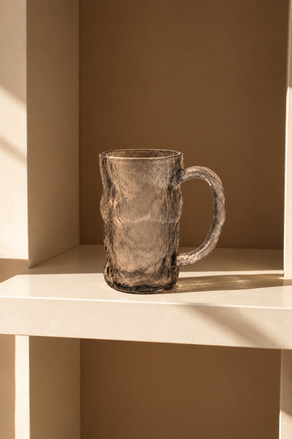 Black Ripple Glass Mug Set of 2 300 ML
