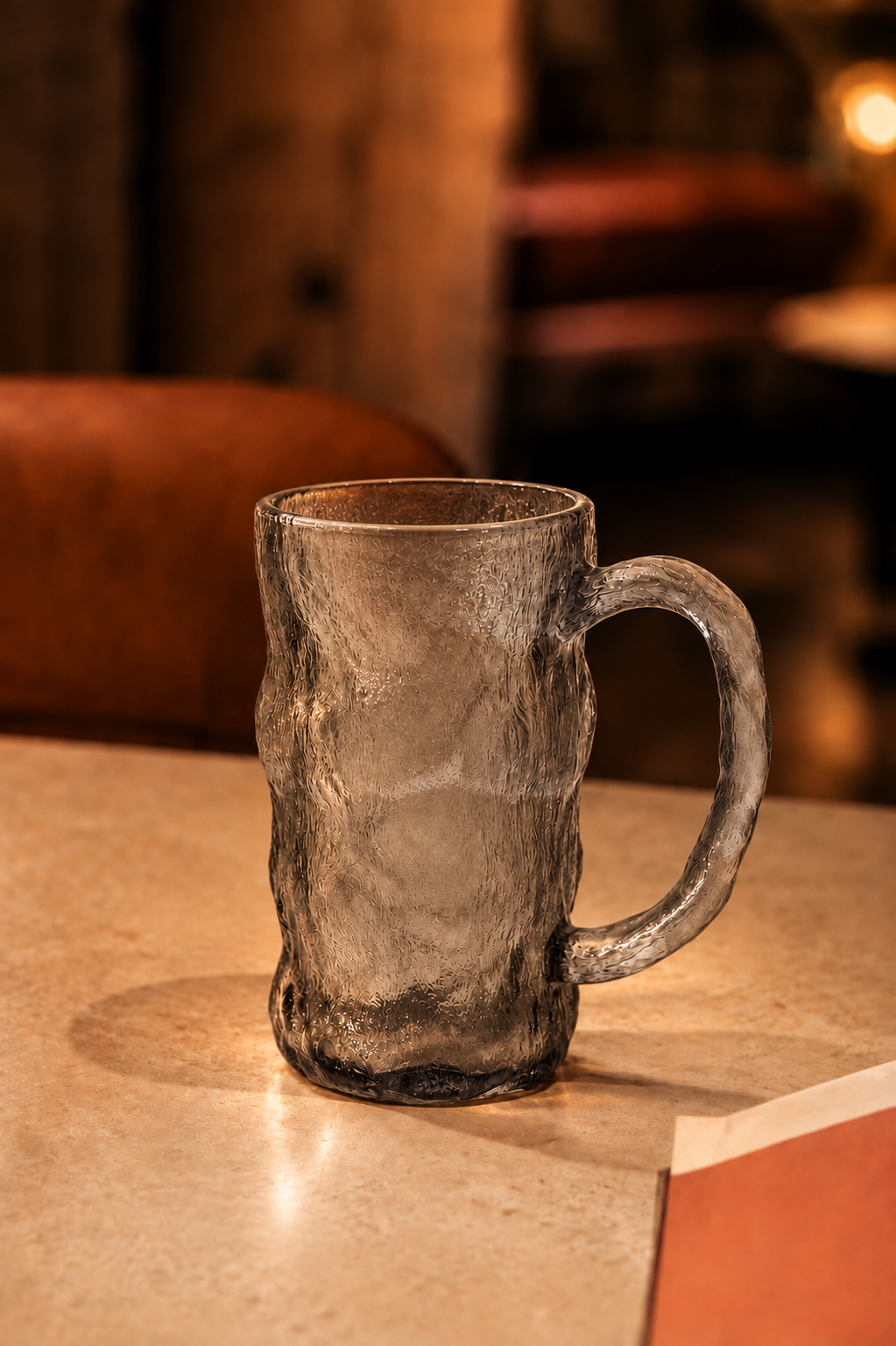 Black Ripple Glass Mug Set of 2 300 ML
