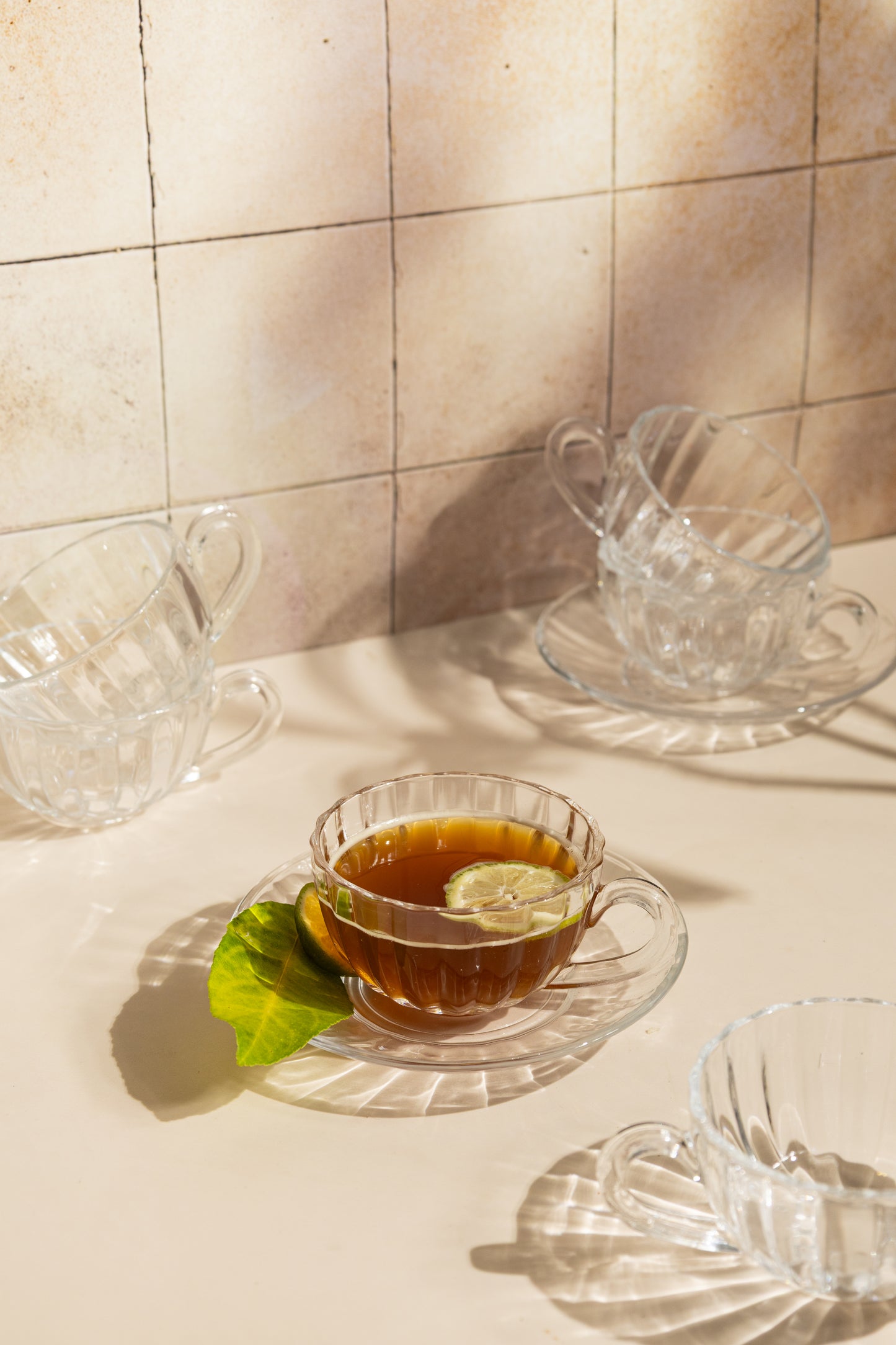 Tea Glass Set With Saucer