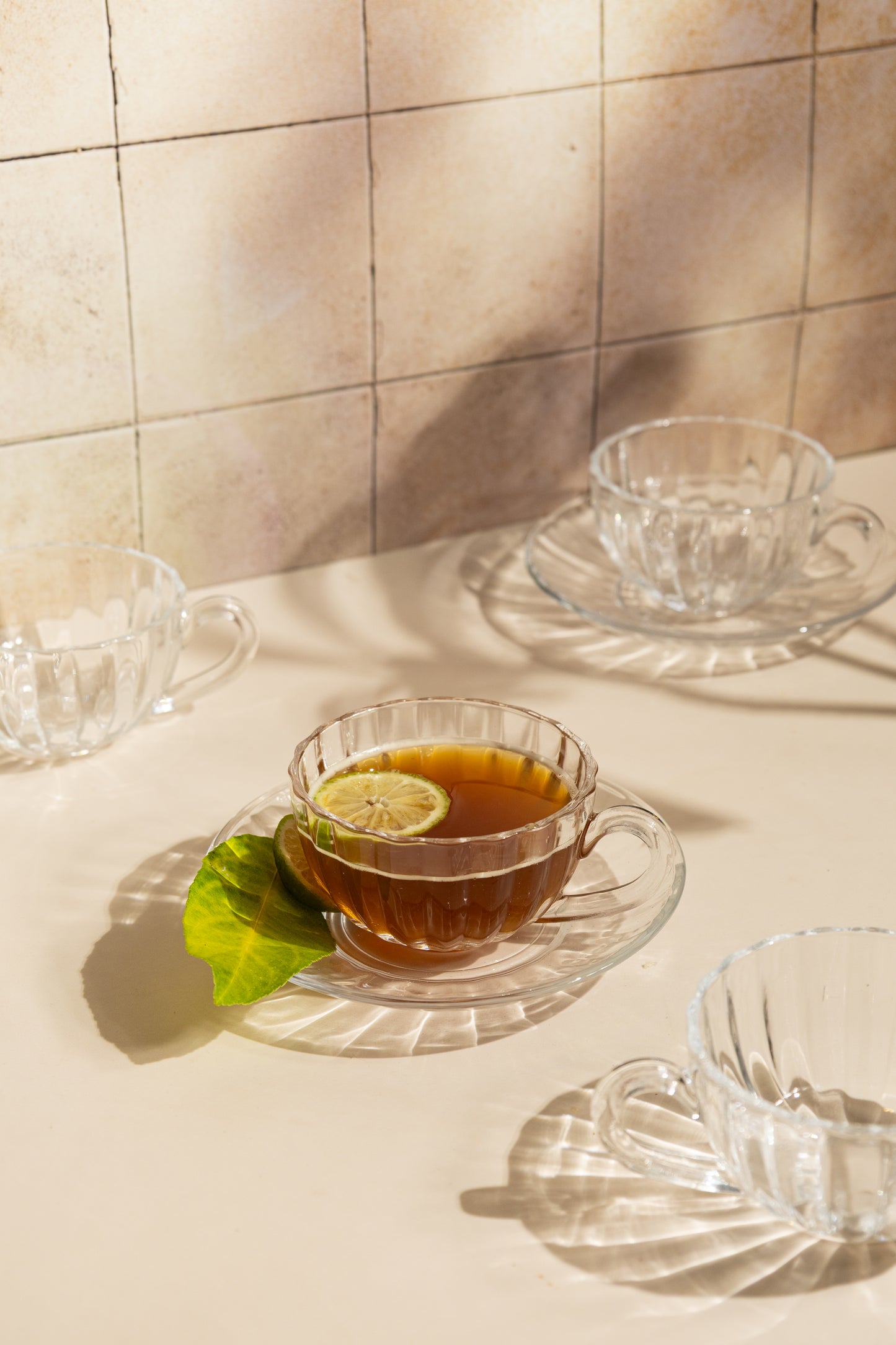 Tea Glass Set With Saucer