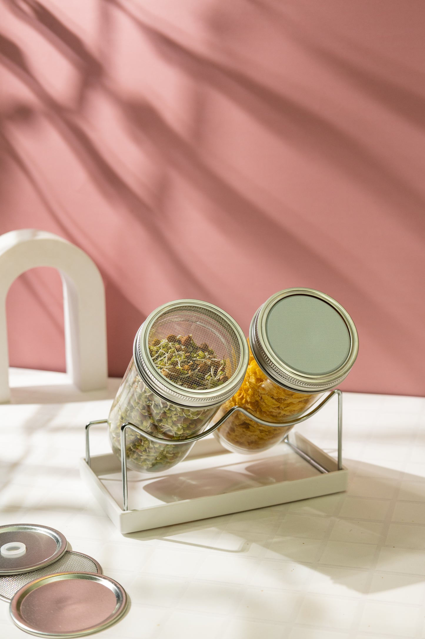 3-in-1 Multi-Purpose Glass Jar with Interchangeable Lids set of 2