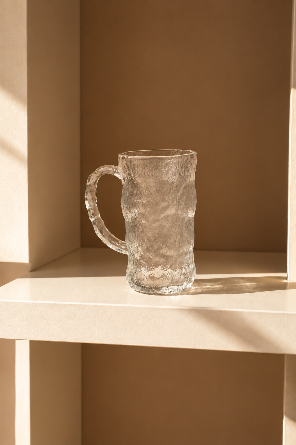 White Ripple Glass Mug Set of 2 300 ML