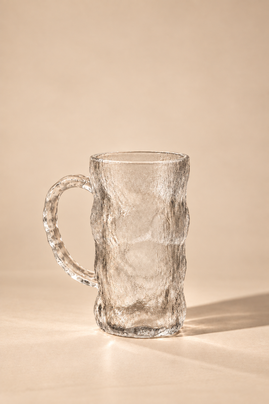 White Ripple Glass Mug Set of 2 300 ML